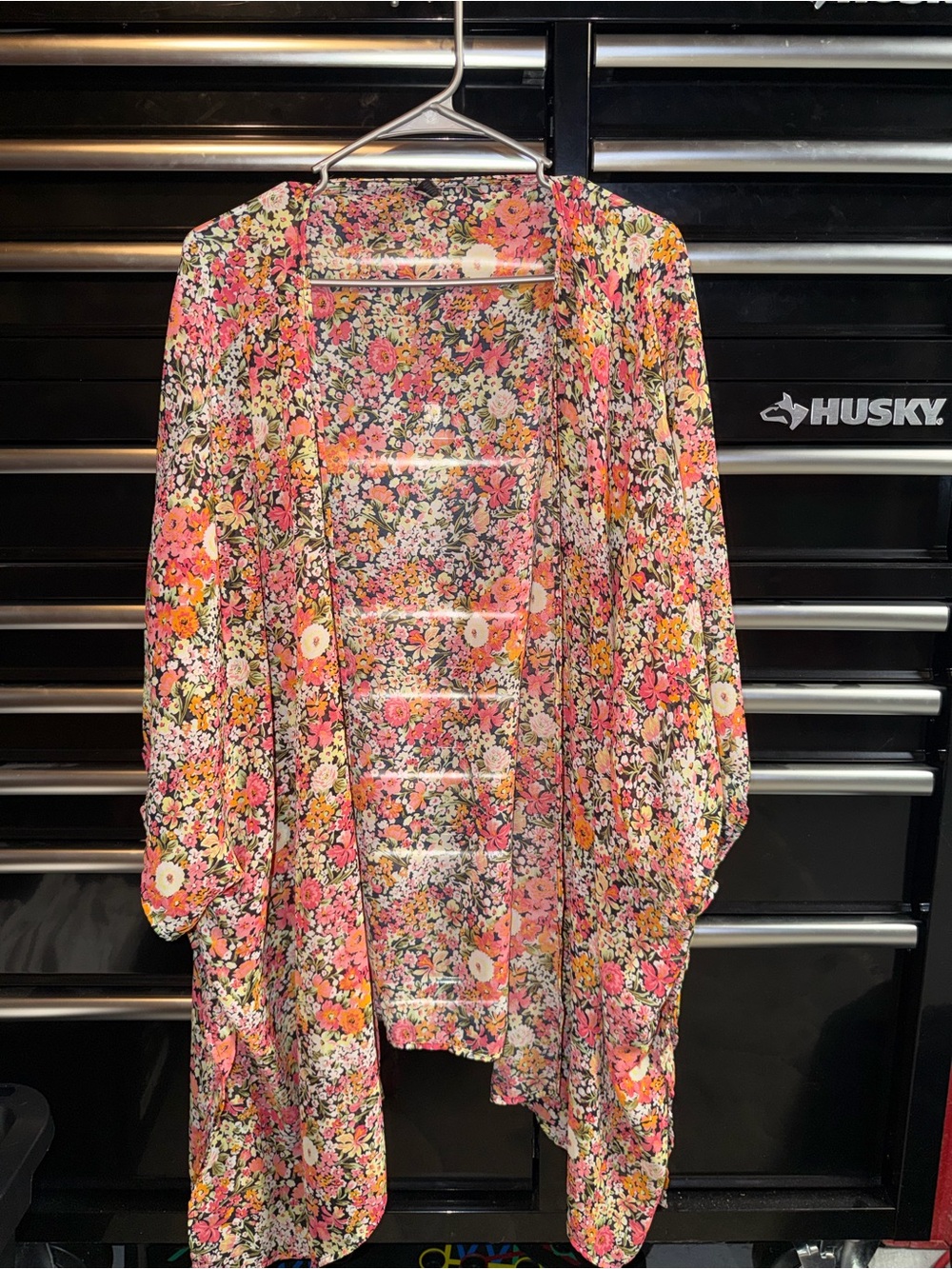 Lane Bryant Pink Floral Open-Front Kimono